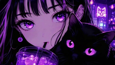 紫眸少女与黑猫