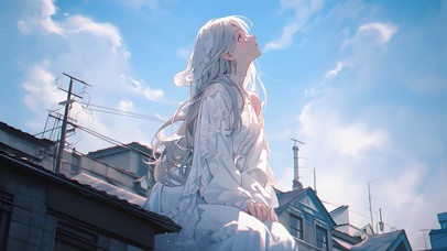 仰望天空的少女