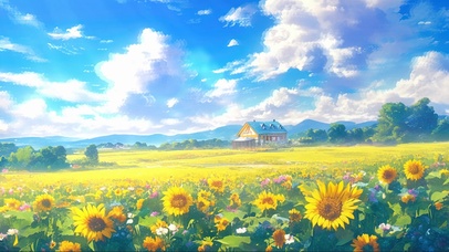 蓝天阳光向日葵花海