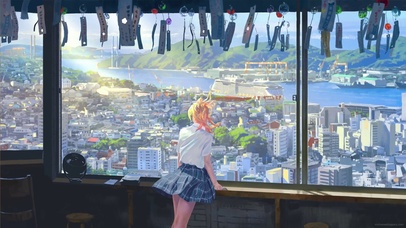 动漫俯瞰城市风景