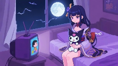 像素动画-看电视的雷电将军