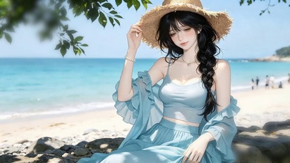 海边草帽少女