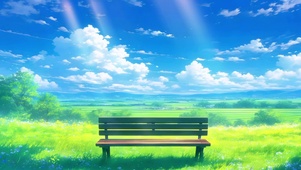 草地空椅