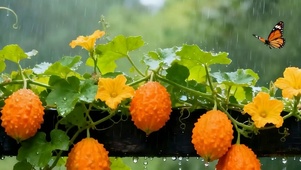 护眼雨天树木带鱼屏