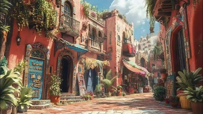 异域风情小镇街道风景