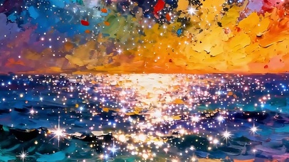 夜景海景带鱼屏