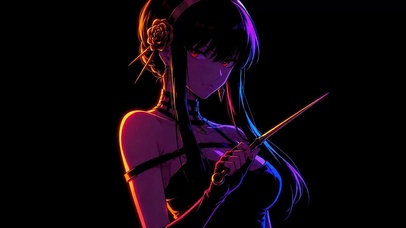 霓虹赛博风动漫美少女