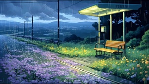 雨天车亭
