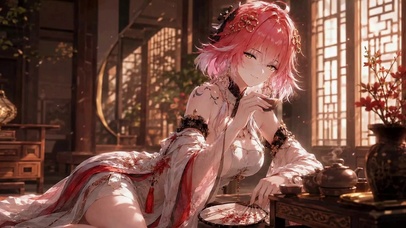 暖阁粉发少女