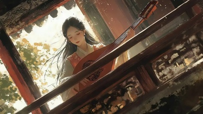古风小城唯美琵琶少女