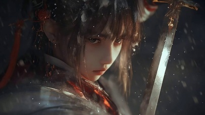 冬日国风剑侠少女