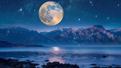 梦幻湖水夜景