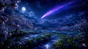 月下樱花流星夜
