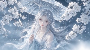 唯美樱花执伞少女