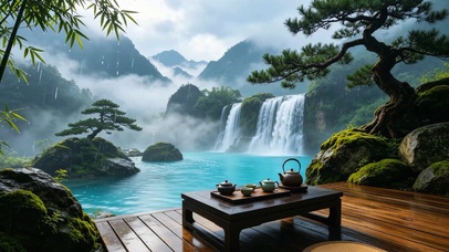 山水云雾雨景