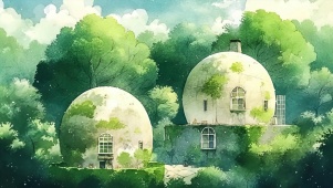 小清新绿色解压插画