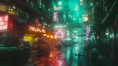 科幻雨夜街头