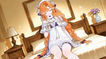 暖光卧室里的西格莉卡