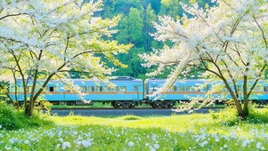 护眼林中蓝色小火车