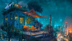 雨夜科幻小屋