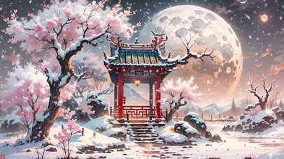 凉亭梅花