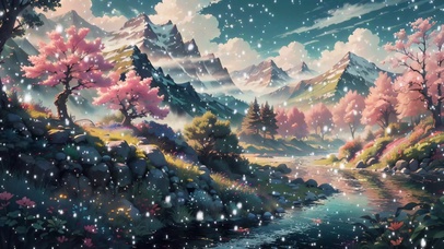雪中山水