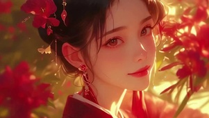 红花汉服美女