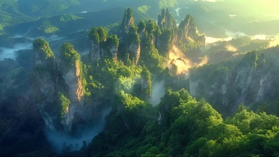 日出云雾喀斯特山峰