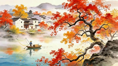 秋天江南古镇