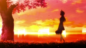 夕阳下的女孩