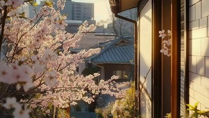 城市落日唯美粉色花瓣