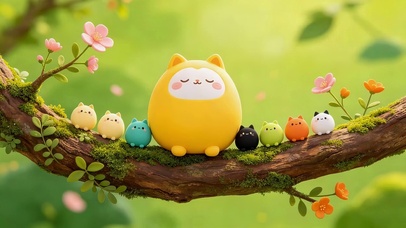 树枝上可爱猫咪