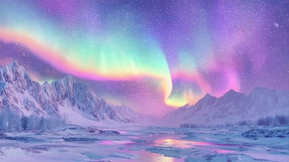 极低炫彩冬日极光