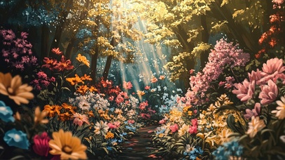 唯美繁华公园森林步道