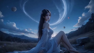 夜空下古风女神