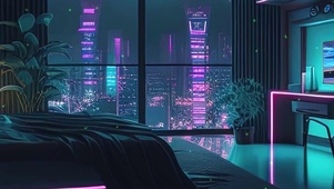 夜景城市风光带鱼屏