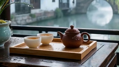古风茶座带鱼屏