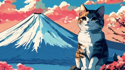 富士山下的猫猫