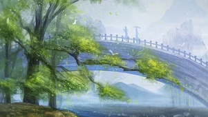 水墨风烟雨桥