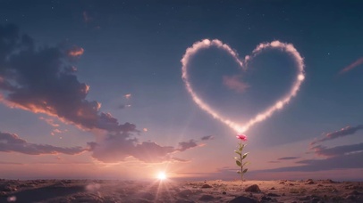 治愈黄昏心型云朵