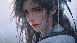 国风 雨中少年