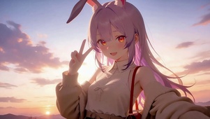 晚霞兔耳少女