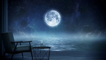 满月之夜 海边别墅