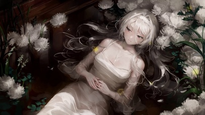 唯美美少女躺在花海桌面壁纸