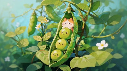 豌豆荚里的猫咪