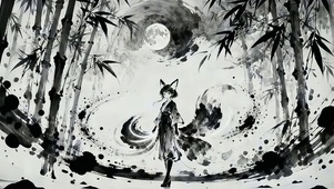 墨竹月影・狐妖行