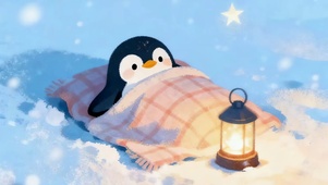 安睡雪企鹅