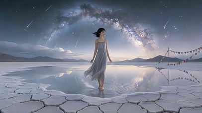 镜湖星落・灰裙少女