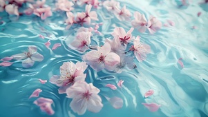 清新水中樱花