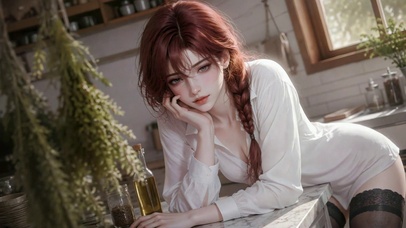 红发衬衫少女